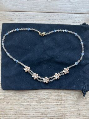 Delicate Crystal Flower Necklace in Gold-Tone